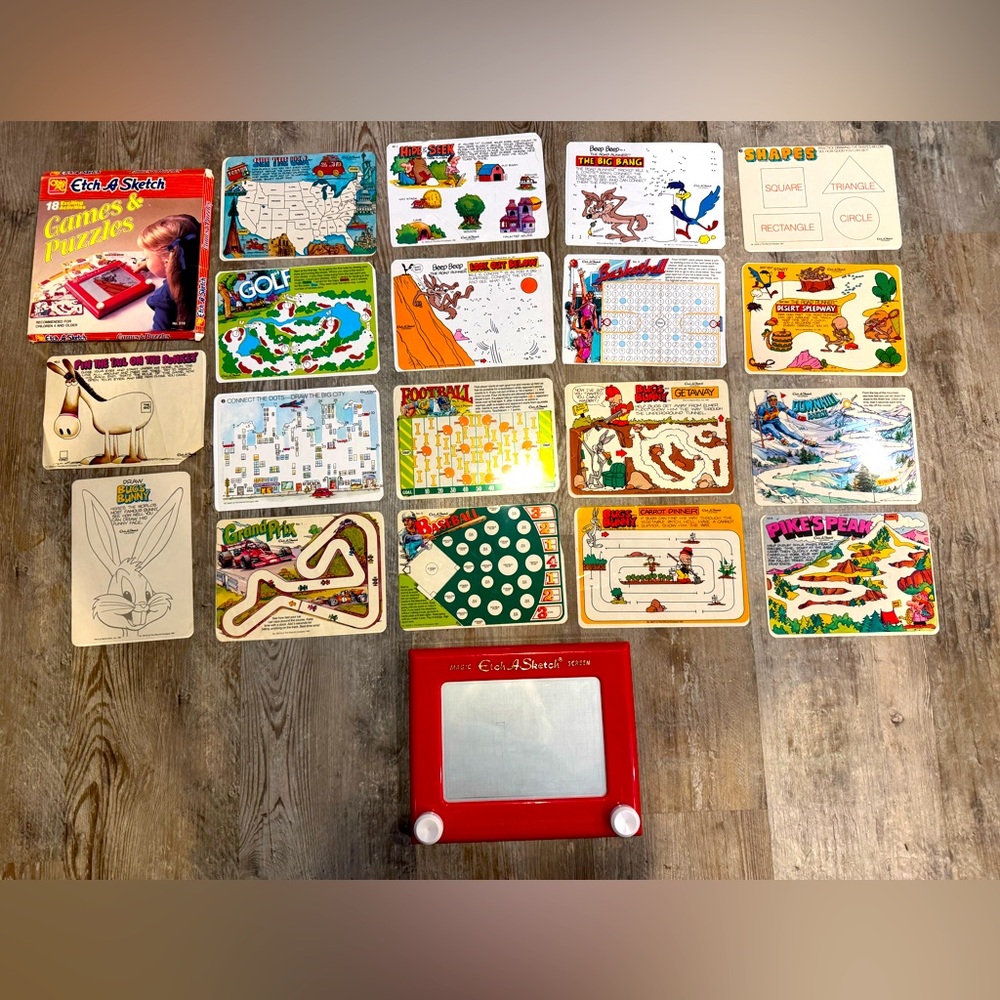 Vintage Etch A Sketch with 18 exciting activities, games and puzzles